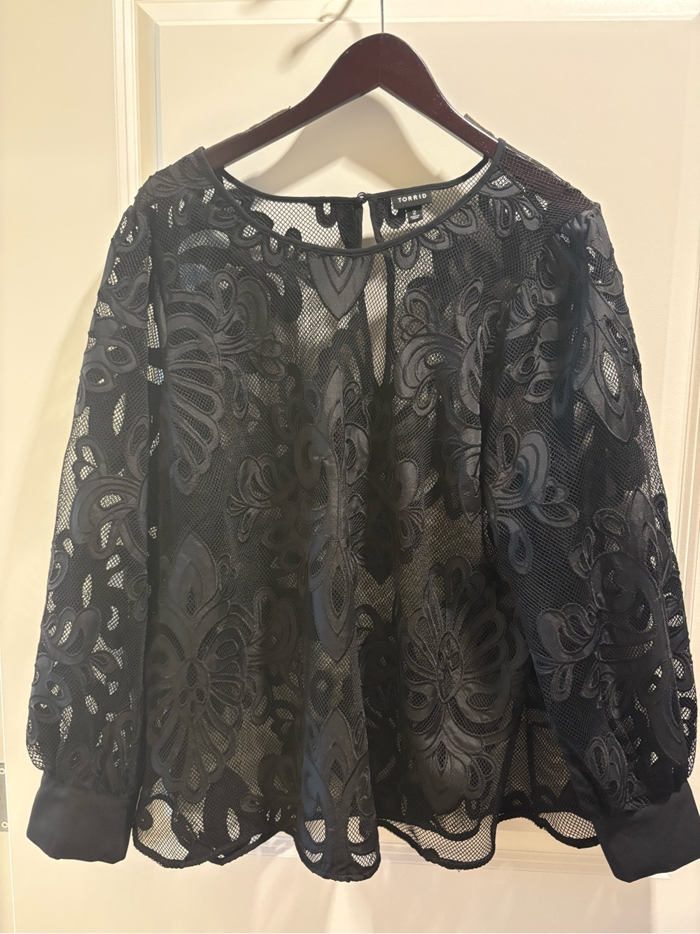 torrid Black Floral Lace Mesh Blouse